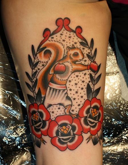 Boxing Squirrel  Tattoo Design Thumbnail